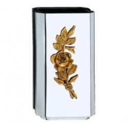 BÚCARO ACERO INOXIDABLE CON FLORES EN BRONCE