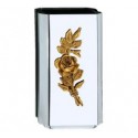 BÚCARO ACERO INOXIDABLE CON FLORES EN BRONCE