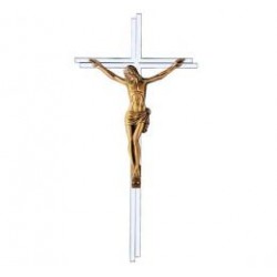 CRUZ PLETINA ACERO INOXIDABLE CRISTO BRONCE