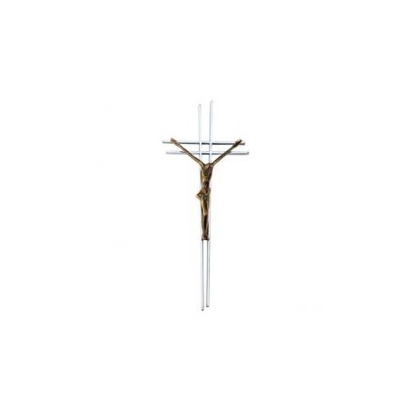 CRUZ PLETINA ACERO INOXIDABLE CRISTO BRONCE