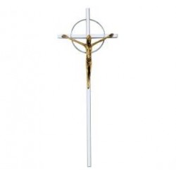 CRUZ TUBO ACERO INOXIDABLE CRISTO BRONCE