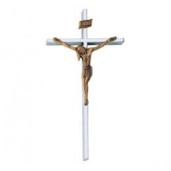 CRUZ TUBO ACERO INOXIDABLE CRISTO BRONCE