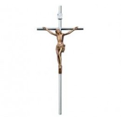CRUZ BARRA ACERO INOXIDABLE CRISTO BRONCE