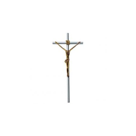 CRUZ TUBO REDONDO ACERO INOXIDABLE CRISTO BRONCE