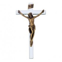 CRUZ TUBO ACERO INOXIDABLE CRISTO BRONCE