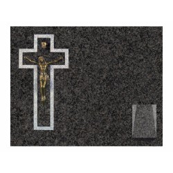 Lápida de nicho en granito Sudáfrica con cruz grabada